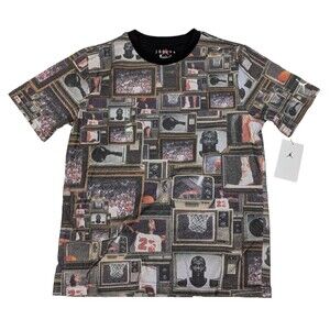 NEW Nike Air Jordan Boys Youth XL Brooklyn T Shirt Jumpman All Over Print